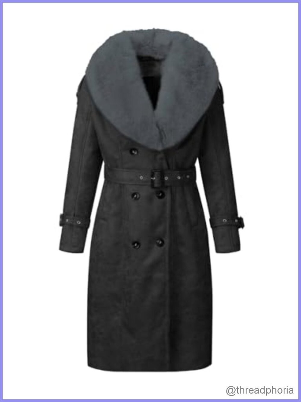Women Faux Leather Puffer Jacket Fur Collar Belted Bubble Coat